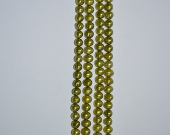 Olive Semi-Round Freshwater pearls - approx. 5mm, 15" strand (4000041) BayE-L2-2