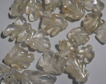 Vintage Carved Clear Quartz Leaf Beads.(2040107)