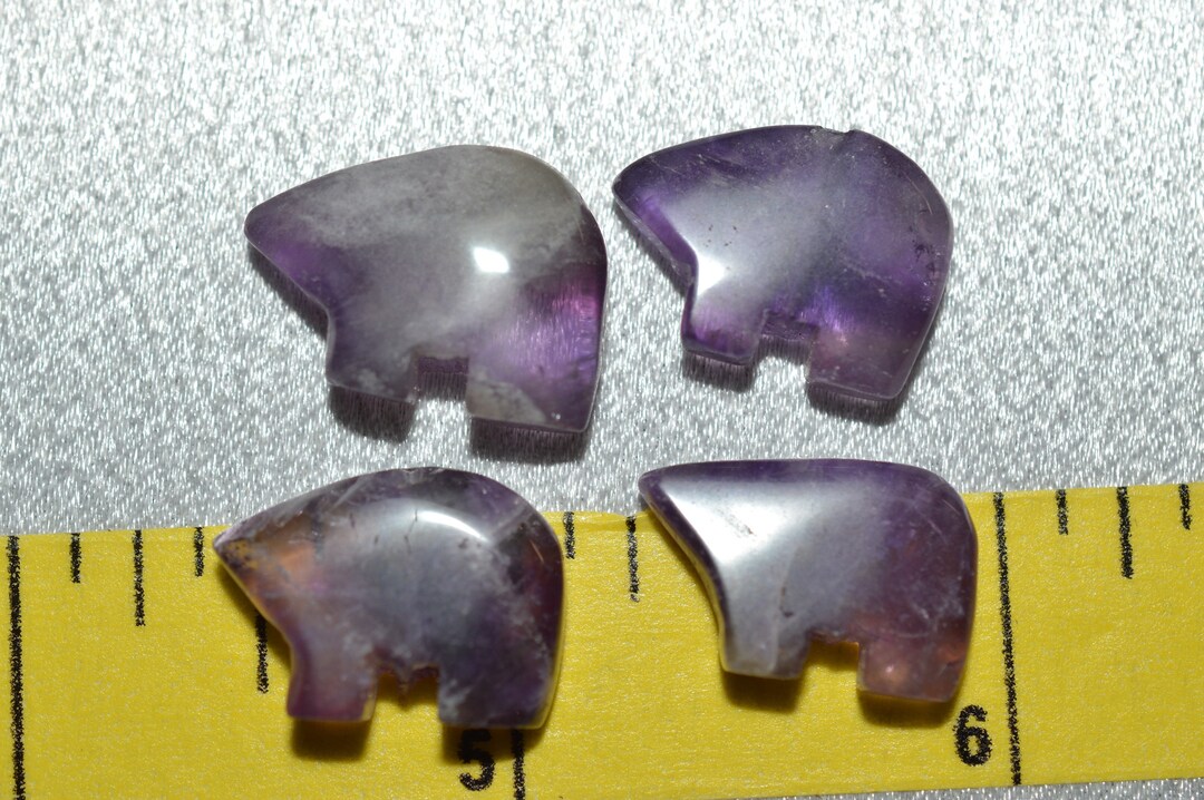 Vintage Amethyst Zuni Bear Beads 2 Pcs 1060177 Q664 Etsy