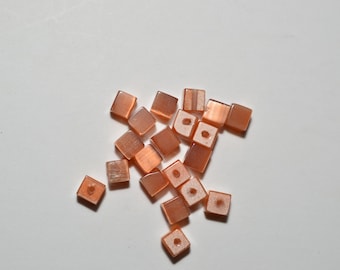 4mm Orange Cube Cat's eye, Fiber Optic, Glass, beads (2043209) C6-7-02