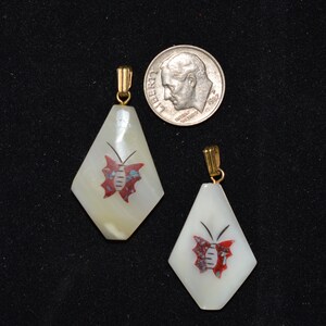 1 PC Vintage Mother of Pearl Pendant with Inlaid Butterfly (1060349 - MOP12-1-01)