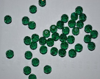 12 Pcs  5mm Genuine Swarovski Emerald Crystal Art. 5000 Round Faceted Beads (H12-2-03)