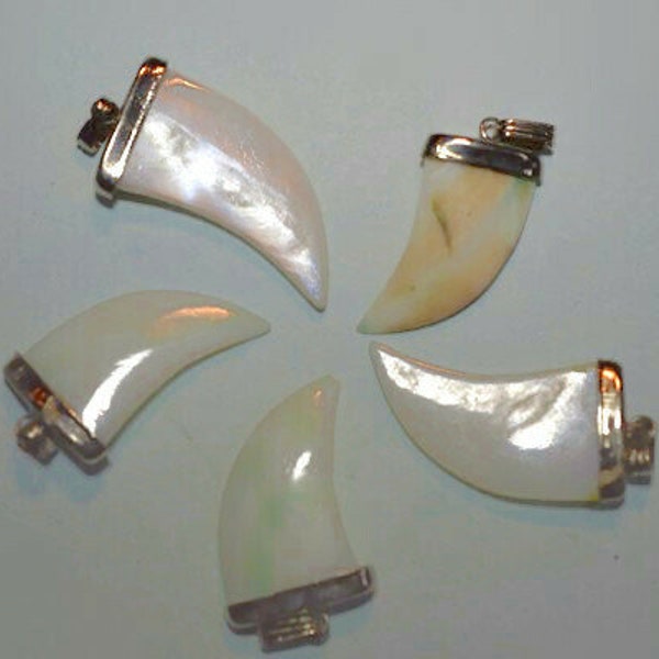 Vintage Mother of Pearl Good Luck Tusk Charm/Pendants  (1060301- MOP11-2-02)