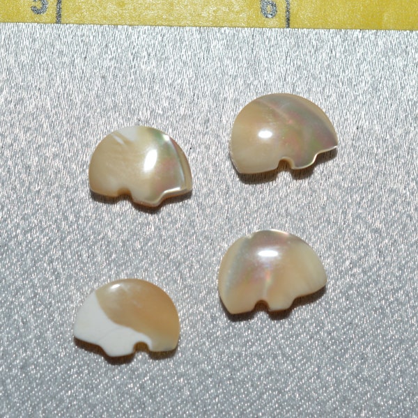 Tan Mother of Pearl Zuni Bear Beads, Top Drilled Beads - 4 Pc (1060642 - Q7-1-01)