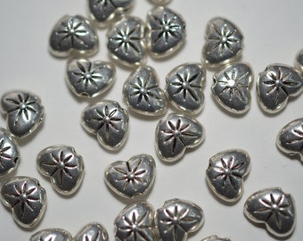 30 Tibetan Style Silver Heart Beads, Heart Beads 8mm  (3026076) BayC-F306