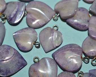 Vintage Perlmutt Lila Herz Charm/Anhänger Lot of 4 (1060339) MOP11-5-06
