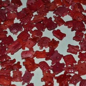 Vintage Red Coral Block Turtle Beads. (2040061)* Q7