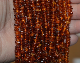 Genuine Small Dark Amber Chips, Polished, Natural Gemstone, Jewelry Supplies, 5.5-6mm (2030501--WA1-1-01)