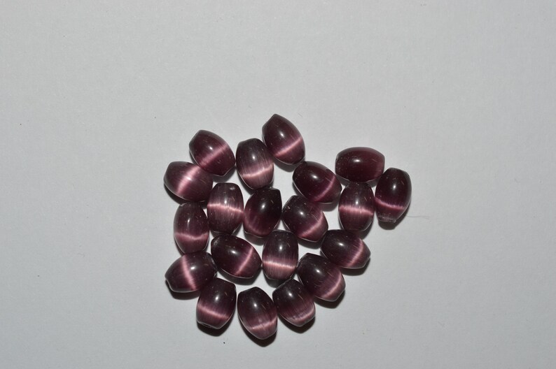 C6-3-03 Glass Rice 6x8mm Dk Purple Cat/'s Eye 2043200 Oval beads Fiber Optic