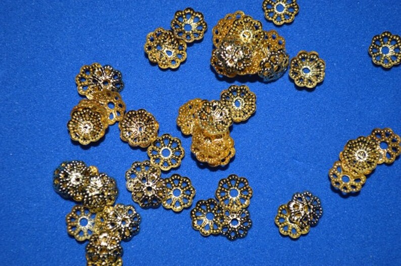 50-5-6mm Gold Plated Filligree bead caps 3010005 - FBG2-6-01