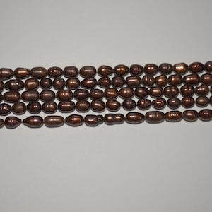 Copper Rose Rice Freshwater pearls - approxi. 6mm, 14&quot; strand (4000023) L1-02