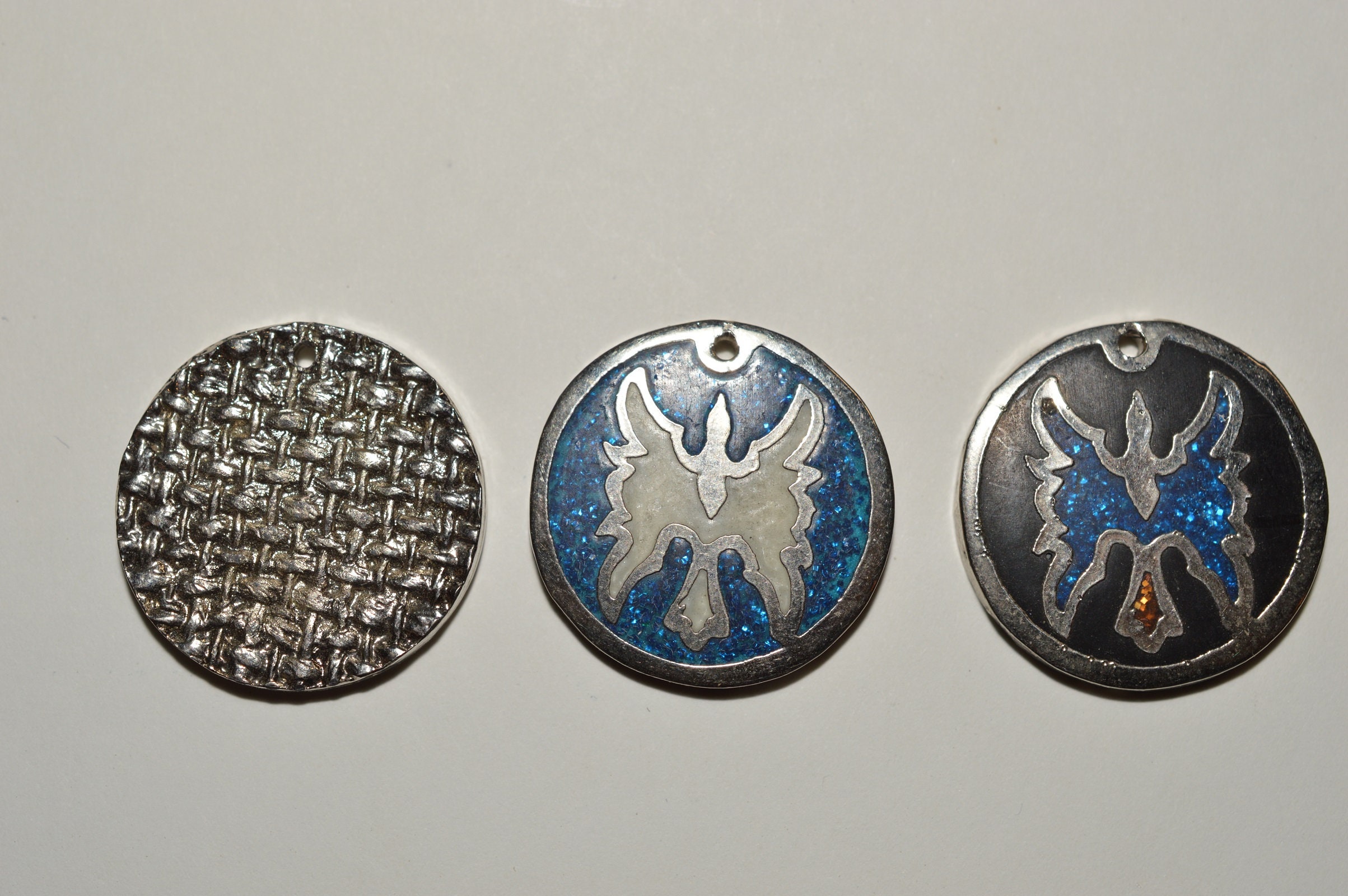 Vintage Silver Alloy Phoenix, Inlaid White Mother of Pearl
