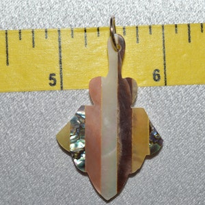 Vintage Mother of Pearl and Abalone Shell Intarsia Pendant 1060378 BayE-MOP12 image 1