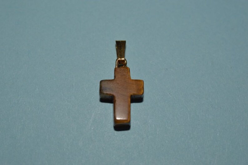 Vintage Mini Tiger Eye Cross Charm/Pendants Lot of 10 1060327A image 1