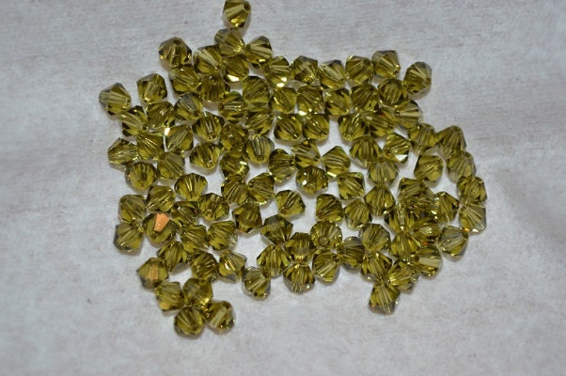 50 Genuine Swarovski 4mm Bicone Beads, Khaki Art. 5301 H7-2-02 image 1