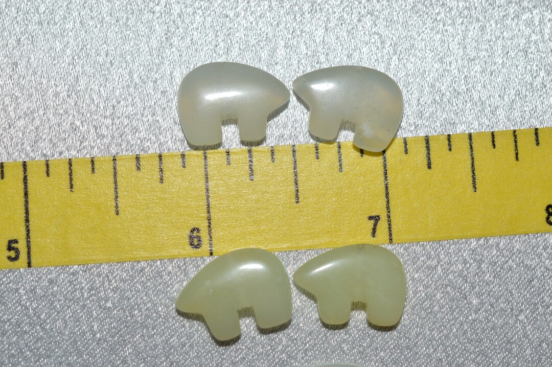 New Green Jade Zuni Bear Beads, Top Drilled Beads 4 Pc 2040170 Q6501