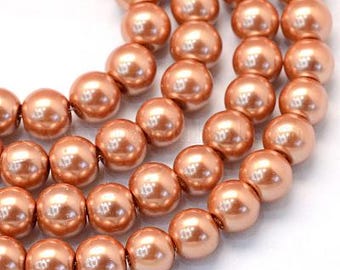 6mm Glass Pearls, Coffee Color, Pearlized Glass Beads, 1 full Strand - 16" (2014104)BayO