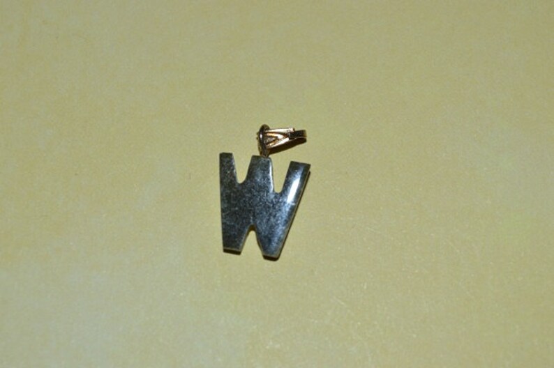 Vintage Hand carved Jadeite 1060204 jade Letter W Charm Pendant