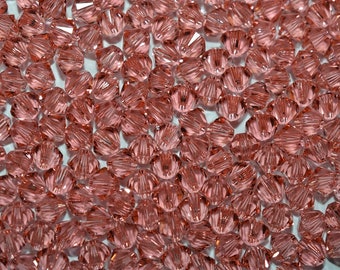 24 - 4mm Genuine Swarovski Crystal Bicone Beads - Rose Peach H03-2-04