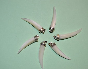 Vintage Mother of Pearl Horn shaped pendants. (1060037)BayE-MOP-02