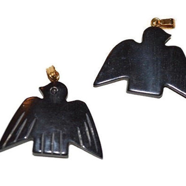 Vintage Carved Black Horn Thunderbird Charms - Lot of 2 (1060239)*