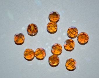 12 Pcs 6mm Genuine Austrian Crystal Topaz AB Crystal Art. 5000 Round Faceted Beads (H15-4-02)