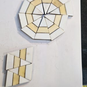 Vintage White Shell and Beige Inlaid Triangle Pendant (9999029) BB3-2