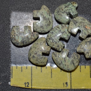 Green Jasper Zuni Bear Beads, Top Drilled Beads - 4 Pc (2040157 - Q6-2-02)