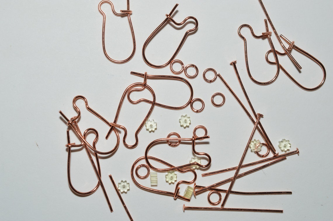 Copper Earring Findings Kit Set Includes Hooks Headpins Etsy