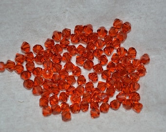 24 INDIAN RED 4mm Bicone Beads - Article 5301 4mm,  Indian Red Swarovski Beads H2-1-04