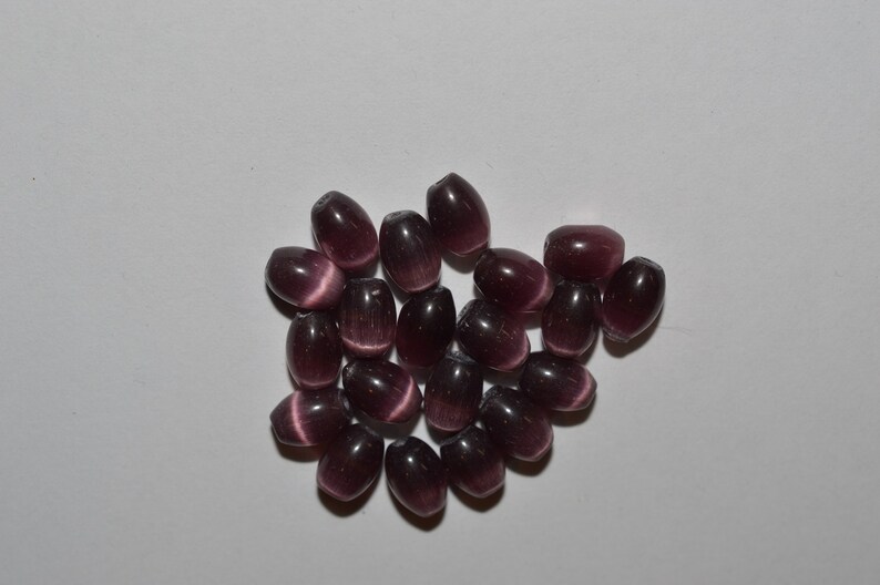 C6-3-03 Glass Rice 6x8mm Dk Purple Cat/'s Eye 2043200 Oval beads Fiber Optic