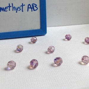 24 Pcs, 4mm, Genuine Swarovski, Lt. Amethyst AB Crystal, Art. 5000, Round Faceted Beads (H12-4-01)