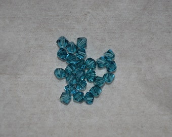 50 INDICOLITE 4mm Bicone Beads - Article 5301 4mm,  Indicolite Swarovski Beads H7-2-02