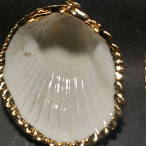 Vintage Gold Edged Large Shells pendants. 1060456 SP9-2-01 image 2