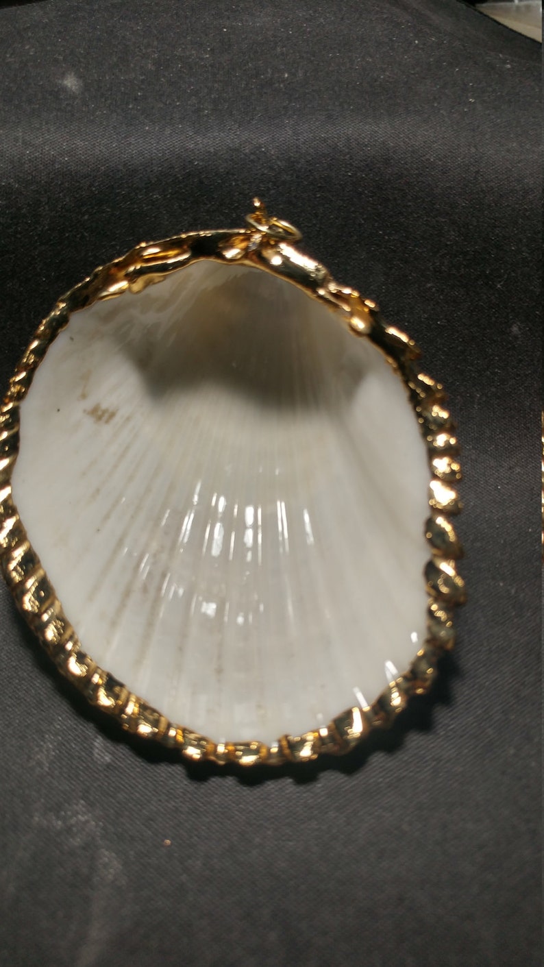Vintage Gold Edged Large Shells pendants. 1060456 SP9-2-01 image 2