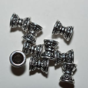 Tibetan Style Silver, 6.5x5mm Lotus Double Bead Cap beads  (3026127) F3A