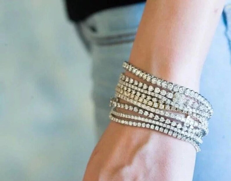 Silver Isla Tennis Bracelet Set of Stacks x2 Bracelets