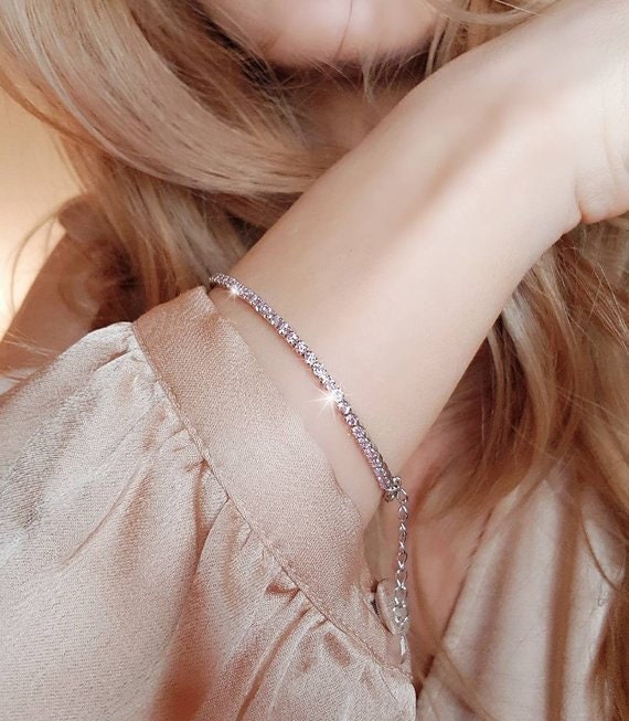 Pink sparkling 2024 slider tennis bracelet