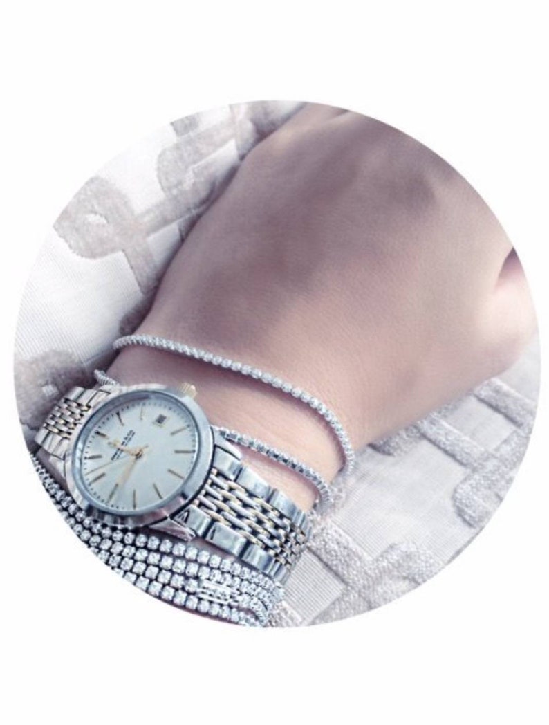 Silver Isla Tennis Bracelet Set of Stacks x2 Bracelets