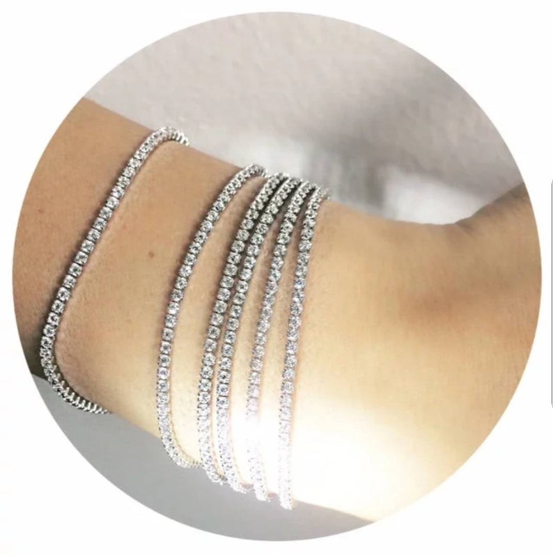 Silver Isla Tennis Bracelet Set of Stacks x2 Bracelets