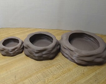 Reptile Feeding Bowl 3pc SET (NO ESCAPE) Dish/Bowl for mealworms, larvae. Large, Medium and Small Custom made by CustomPokersAndMore.com
