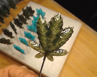 Pot Leaf Poker, Green with purple highlights, drink stirrer, appetizer spike, food decor, Pipe poker and more made by CustomPokersAndMore