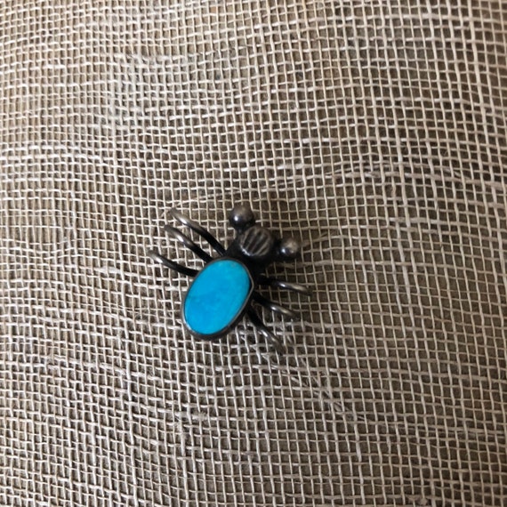 Old Navajo Insect Pin with Turquoise - image 1