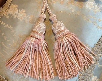 Vintage Red Tassels w//Rope Strands Tied off with Gold Metalllic Thread French