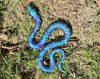 Variegated Blue Resin Snake Figurine
