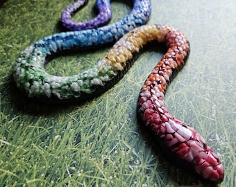 Rainbow Cloud Resin Snake Figurine
