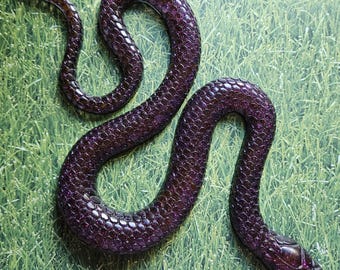 Pink and Black Glitter Resin Snake Figurine