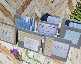 Grey and Blue Quote 3in x 3in (7.62 cm sq) Tiny Greeting Cards