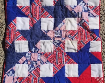 Red, White, and Blue Pinwheel Quilted Pillowcase