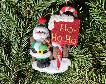 Santa with Picket Fence and Squirrel Ornament